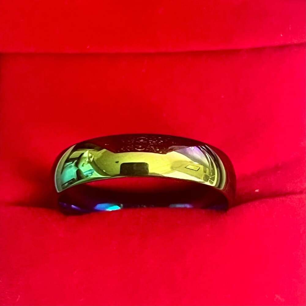Classic Titanium Rainbow Multi-Color Wedding 6mm Band Ring Size 13